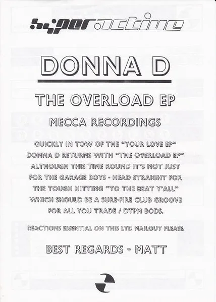 Album cover for The Overload EP by Donna Dee & Da Stylus