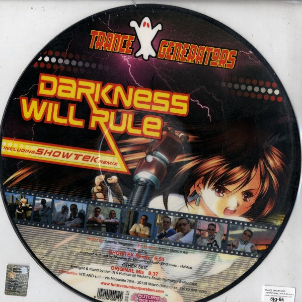 Trance Generators - Darkness Will Rule, Electronic, Hard Trance, Hardstyle, 2004 - Future Sound Corporation, Italy, Vinyl 1x 
