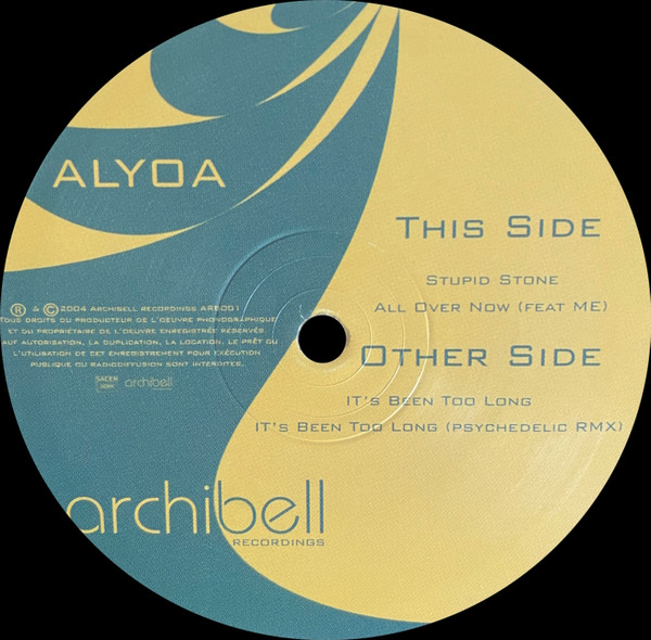 Alyoa - It's Been Too Long, Electronic, Deep House, French House, 2005 - Archibell, France, Vinyl 1x 12", 33 ⅓ RPM, EP