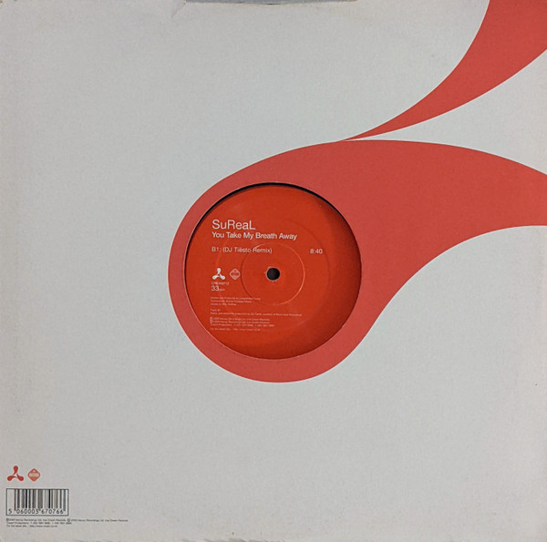 SuReaL - You Take My Breath Away, Electronic, Trance, 2000 - Cream, Inferno, UK, Vinyl 1x 12", 33 ⅓ RPM, 45 RPM
