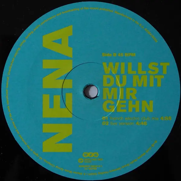 Nena (20) - Willst Du Mit Mir Gehn, Electronic, Electro, House, Techno, 2005 - Warner Strategic Marketing, Germany, Vinyl 1x 
