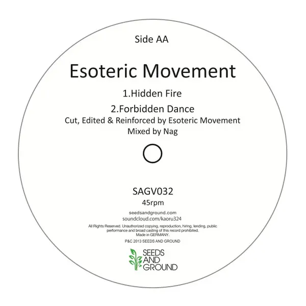 Kaoru Inoue / Esoteric Movement - Untitled, Electronic, Leftfield, Tech House, 2013 - Seeds And Ground, Japan, Vinyl 1x 12", 