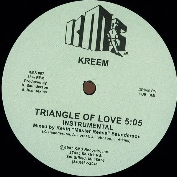 Kreem - Triangle Of Love, Electronic, Techno, 2014 - KMS, US, Vinyl 1x 12", 33 ⅓ RPM, 45 RPM, Reissue, Remastered