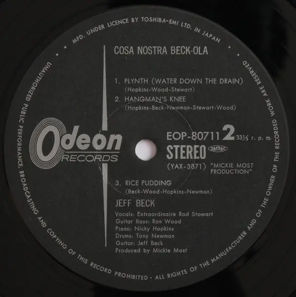 Jeff Beck Group - Beck-Ola, Blues, Rock, Blues Rock, Psychedelic Rock, Rock & Roll, 1973 - Odeon, Japan, Vinyl 1x LP, Album, 