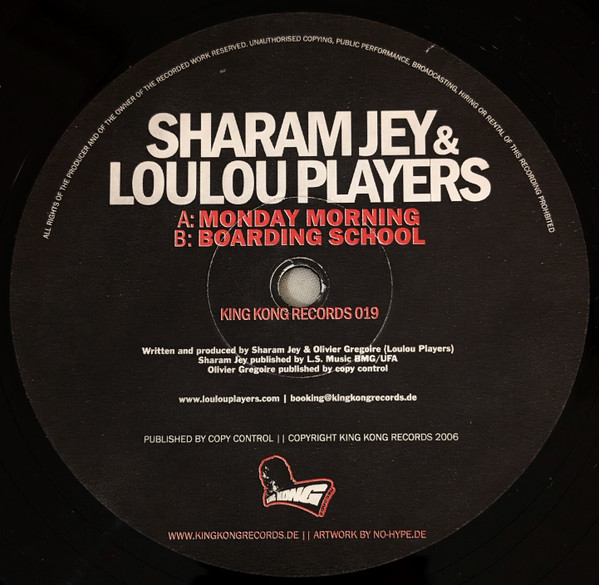 Sharam Jey & Loulou Players - Monday Morning / Boarding School, Electronic, Electro, Tech House, 2006 - King Kong Records, Ge
