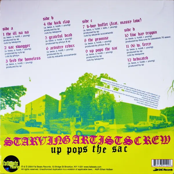 Starving Artists Crew - Up Pops The Sac, Hip Hop, Jazzy Hip-Hop, 2004 - Fat Beats, US, Vinyl 2x LP, Album