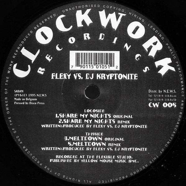 Album cover for Share My Nights by Flexy (2) vs. DJ Kryptonite