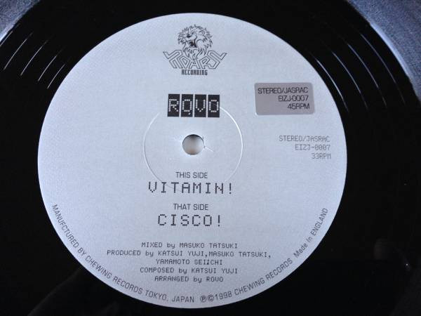 Rovo - Vitamin! / Cisco!, Electronic, Ambient, Drum n Bass, 1998 - Roars Recording, Japan, Vinyl 1x 12", 45 RPM, Single