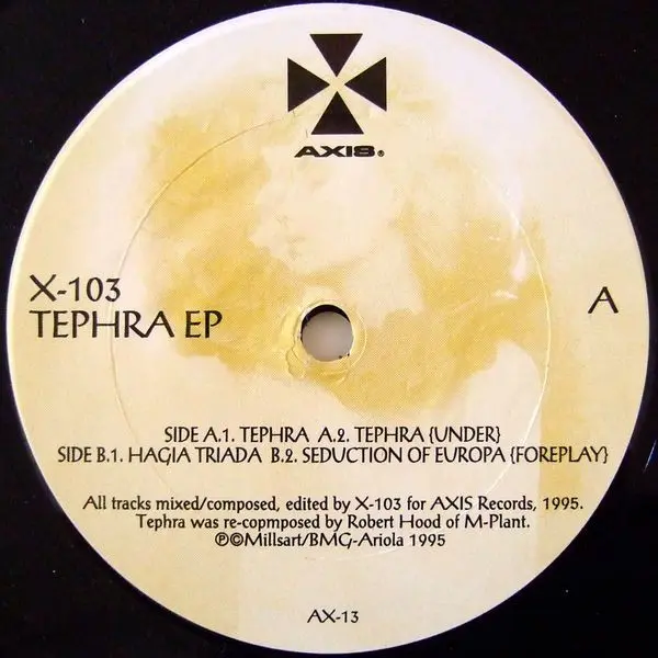 X-103 - Tephra EP, Electronic, Experimental, Techno, 1995 - Axis, US, Vinyl 1x 12", 33 ⅓ RPM, EP