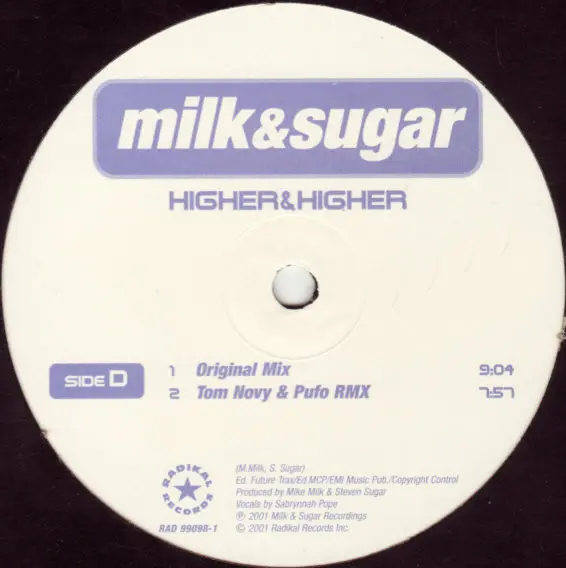 Milk & Sugar - Higher & Higher, Electronic, House, 2001 - Radikal Records, US, Vinyl 2x 12", 33 ⅓ RPM