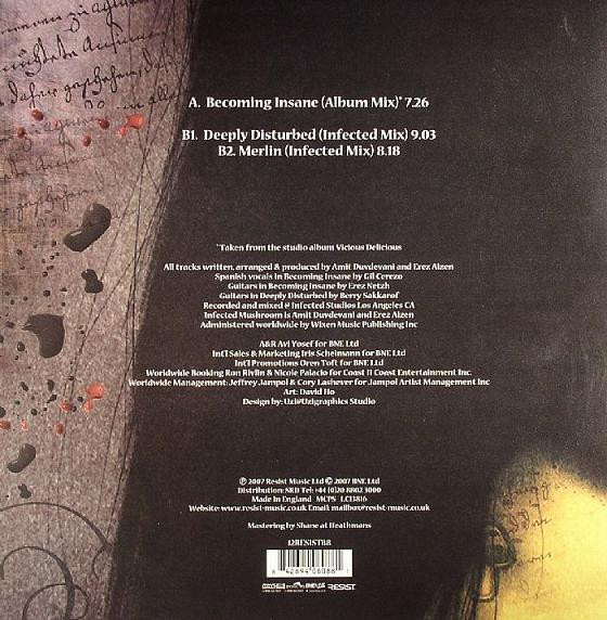 Infected Mushroom - Becoming Insane, Electronic, Psy-Trance, 2007 - Resist Music, UK, Vinyl 1x 12", Single