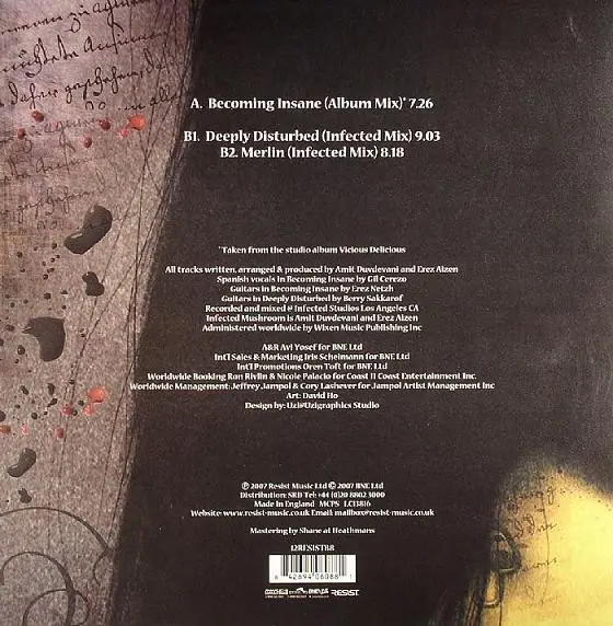 Infected Mushroom - Becoming Insane, Electronic, Psy-Trance, 2007 - Resist Music, UK, Vinyl 1x 12", Single