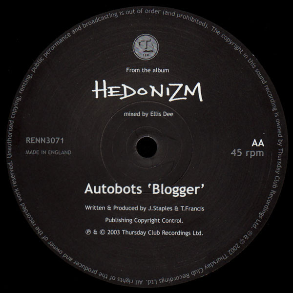 Ellis Dee & Syrus / Autobots - The Chase / Blogger, Electronic, Breakbeat, Breaks, 2003 - Thursday Club Recordings (TCR), UK,