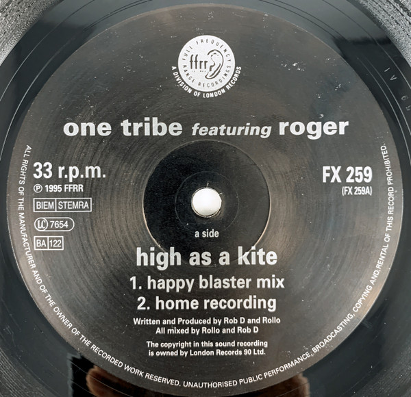 One Tribe Featuring Roger (3) - High As A Kite, Electronic, Hard House, House, 1995 - FFRR, UK & Europe, Vinyl 1x 12", 33 ⅓ R
