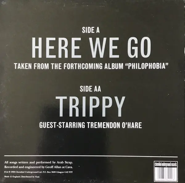 Arab Strap - Here We Go & Trippy, Electronic, Rock, Downtempo, Indie Rock, 1998 - Chemikal Underground, UK, Vinyl 1x 10", 33 