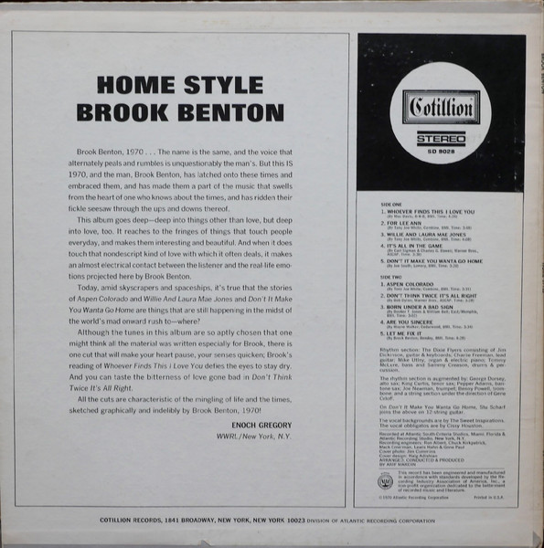 Album cover for Home Style by Brook Benton