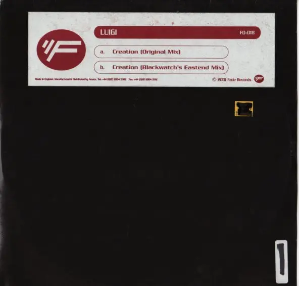Luigi - Creation, Electronic, Progressive House, Progressive Trance, 2001 - Fade Records, US, Vinyl 1x 12"