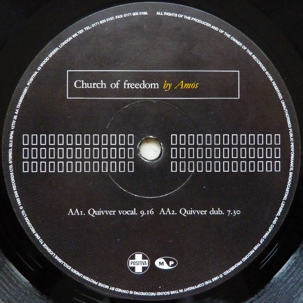 Amos - Church Of Freedom (Tinman And Quivver Mixes), Electronic, House, Progressive House, 1995 - More Protein, Positiva, UK,