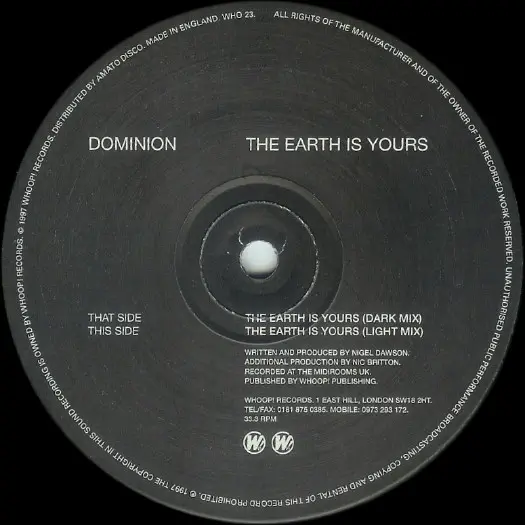Album cover for The Earth Is Yours by Dominion