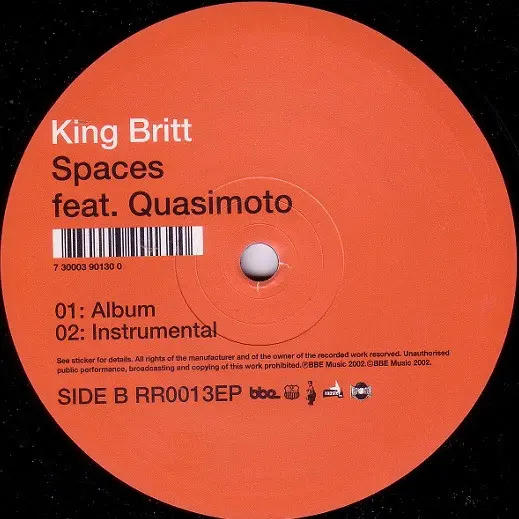 King Britt - Transcend / Spaces, Hip Hop, Conscious, 2003 - Rapster Records, France, Vinyl 1x 12", 33 ⅓ RPM, EP