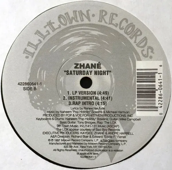 Zhané - Crush, Funk / Soul, Hip Hop, Contemporary R&B, New Jack Swing, 1997 - Illtown Records, US, Vinyl 1x 12", 33 ⅓ RPM, Si