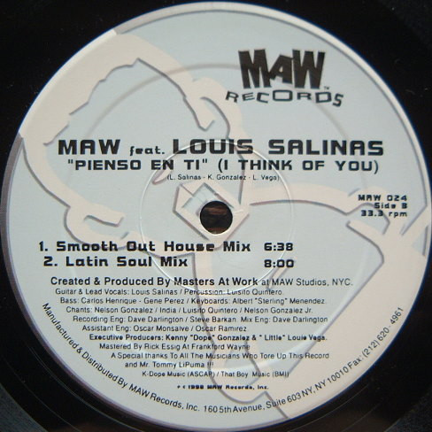 Masters At Work Featuring Luis Salinas - Pienso En Ti (I Think Of You), Electronic, House, 1998 - MAW Records, US, Vinyl 1x 1