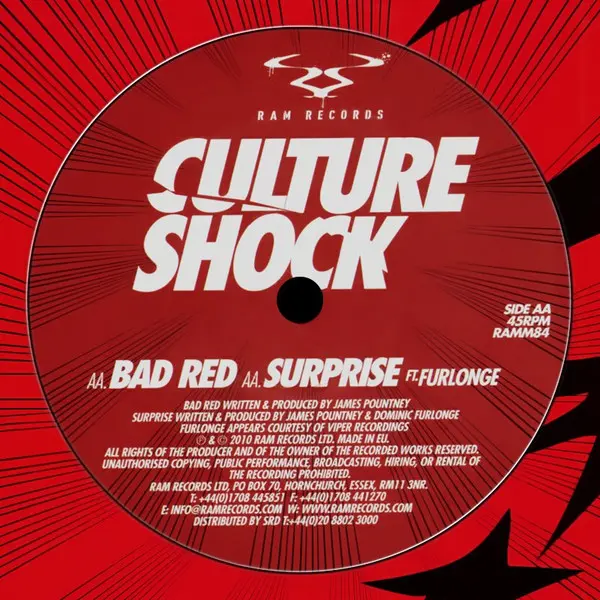 Culture Shock (2) - Bad Red / Surprise, Electronic, Drum n Bass, 2010 - RAM Records, UK, Vinyl 1x 12", 45 RPM
