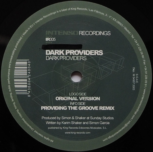 Dark Providers - Believer, Electronic, Progressive House, 2004 - Intenso Recordings, Spain, Vinyl 1x 12", 45 RPM