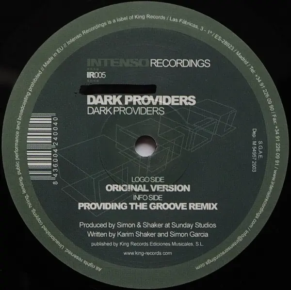 Dark Providers - Believer, Electronic, Progressive House, 2004 - Intenso Recordings, Spain, Vinyl 1x 12", 45 RPM