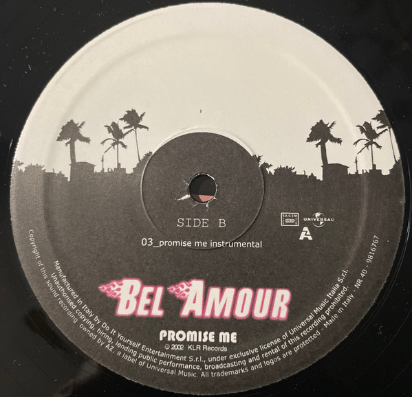 Bel Amour - Promise Me, Electronic, Disco, Euro House, 2003 - Nitelite Records, Italy, Vinyl 1x 12"