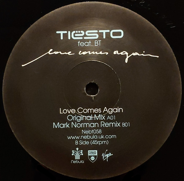 DJ Tiësto Feat. BT - Love Comes Again, Electronic, Trance, 2004 - Magik Muzik, Nebula, Virgin, UK, Vinyl 1x 12", 45 RPM