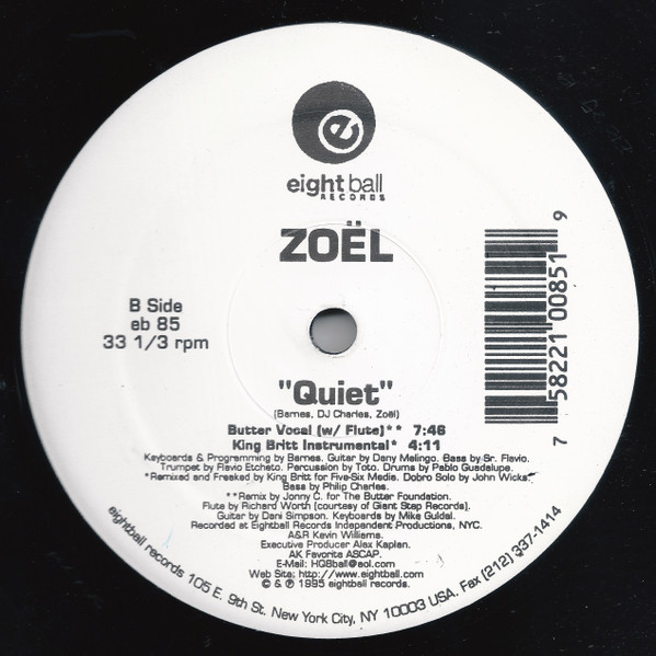 Zoel - Quiet, Electronic, Funk / Soul, Downtempo, Instrumental, Soul, 1996 - Eightball Records, US, Vinyl 1x 12", 33 ⅓ RPM