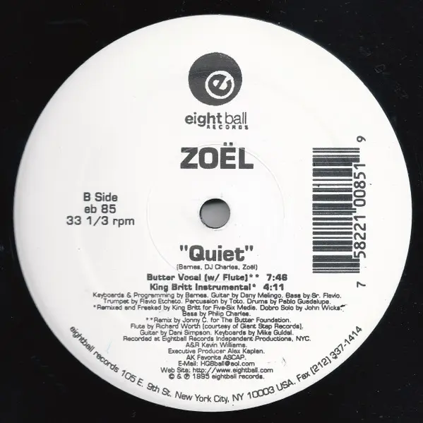 Zoel - Quiet, Electronic, Funk / Soul, Downtempo, Instrumental, Soul, 1996 - Eightball Records, US, Vinyl 1x 12", 33 ⅓ RPM