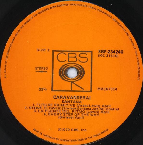 Santana - Caravanserai, Jazz, Latin, Rock, Fusion, Jazz-Rock, Latin Jazz, Psychedelic Rock, 1972 - CBS, Australia, Vinyl 1x L