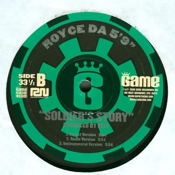 Royce Da 5'9" - Boom / Soldier's Story, Hip Hop, 2000 - Game Recordings, US, Vinyl 1x 12", 33 ⅓ RPM, Single