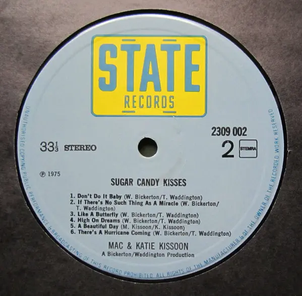 Mac And Katie Kissoon - Sugar Candy Kisses, Funk / Soul, Pop, Soul, 1975 - State Records (3), Netherlands, Vinyl 1x LP, Album