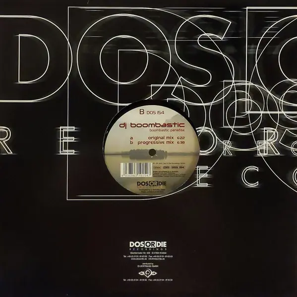 DJ Boombastic - Boombastic Paradise, Electronic, Trance, 2000 - Dos Or Die Recordings, Germany, Vinyl 1x 12", 45 RPM