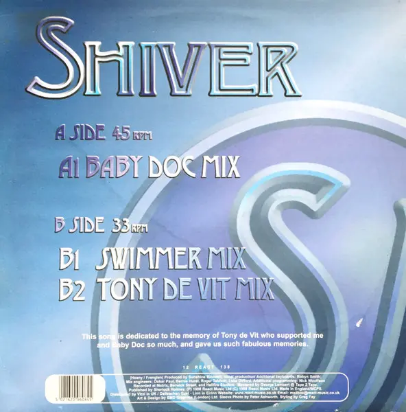 S-J - Shiver, Electronic, Hard House, Trance, 1998 - React, UK, Vinyl 1x 12", 33 ⅓ RPM, 45 RPM