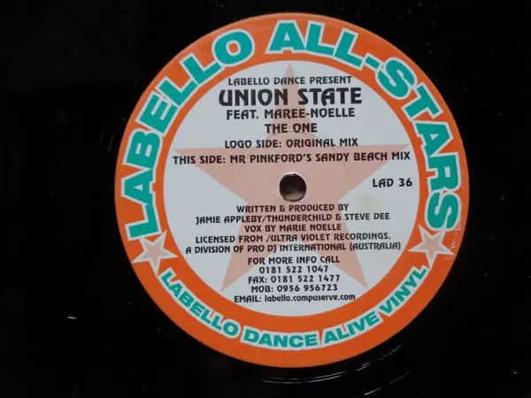 Union State - The One, Electronic, House, 1997 - Labello Dance, UK, Vinyl 1x 12"