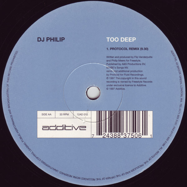 DJ Philip - Techno Soloution / Too Deep, Electronic, Techno, Trance, 1997 - Additive, UK, Vinyl 1x 12", 33 ⅓ RPM
