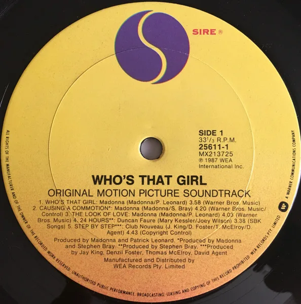 Album cover for Who's That Girl (Original Motion Picture Soundtrack) by Madonna