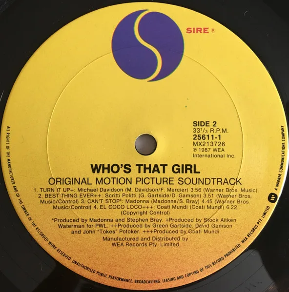 Album cover for Who's That Girl (Original Motion Picture Soundtrack) by Madonna
