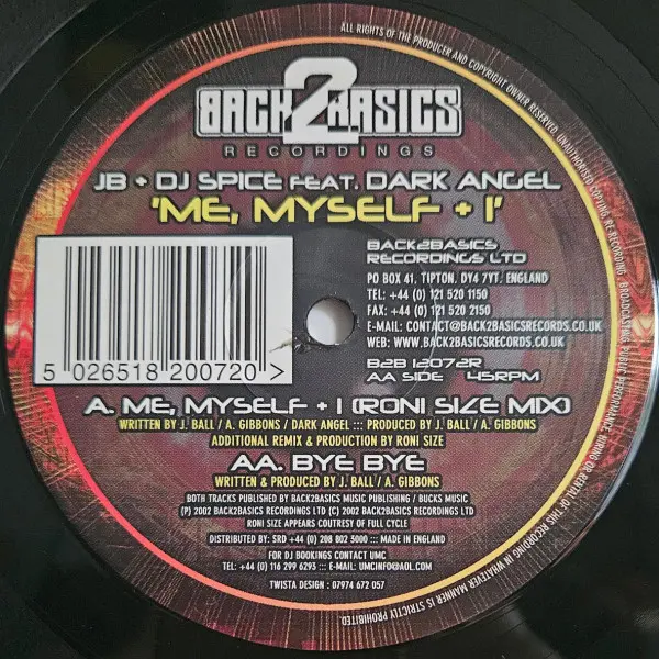 Album cover for Me, Myself + I (Roni Size Mix) by JB & Spice Feat. Dark Angel