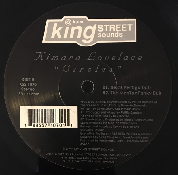 Kimara Lovelace - Circles, Electronic, Garage House, House, 1997 - BPM King Street Sounds, US, Vinyl 1x 12", 33 ⅓ RPM