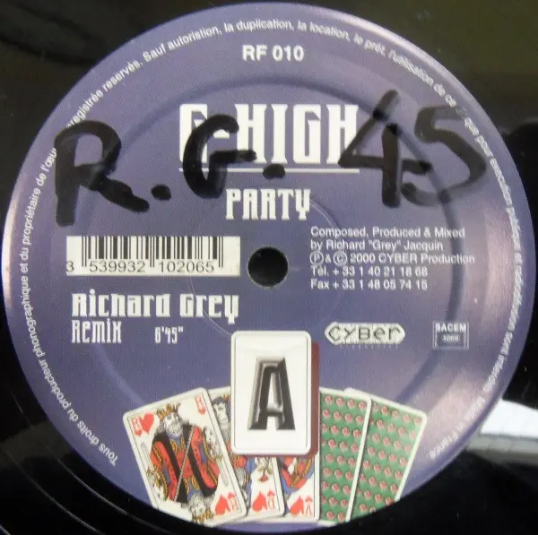 G-High - Party, Electronic, Disco, House, 2000 - Royal Flush Records, France, Vinyl 1x 12", 45 RPM