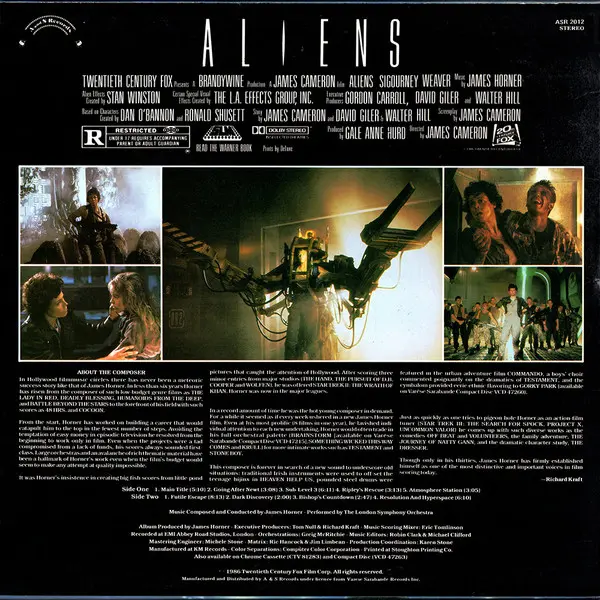 James Horner - Aliens (Original Motion Picture Soundtrack), Classical, Electronic, Stage & Screen, Modern Classical, Score, S