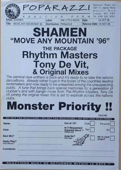 Shamen, The - Move Any Mountain '96 (Part 2), Electronic, House, 1996 - One Little Indian, UK, Vinyl 2x 12", 33 ⅓ RPM