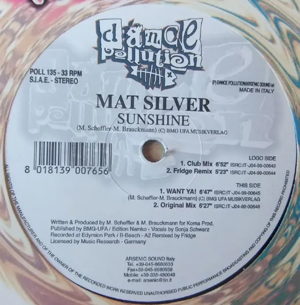 Album cover for Sunshine by Mat Silver