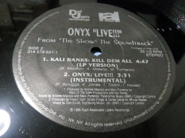 Onyx / Kali Ranks - Live!!!, Hip Hop, Stage & Screen, Soundtrack, 1995 - Def Jam Recordings, Rush Associated Labels, US, Viny