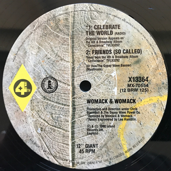 Womack & Womack - Celebrate The World, Electronic, House, Jazzdance, 1989 - 4th & Broadway, Australia, Vinyl 1x 12", 45 RPM, 